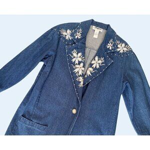 Vintage JENJEN by Darian 80s / 90s Denim Blazer Jacket Sz M